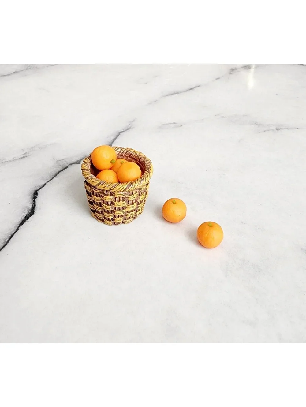 Miniature Dollhouse Oranges in Basket 1:12 Scale